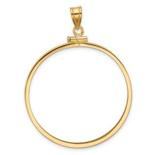 14k Yellow Gold 34.2mm Polished Screw Top Coin Bezel Pendant - Fits US $20 Liberty and US $20 St. Gaudens