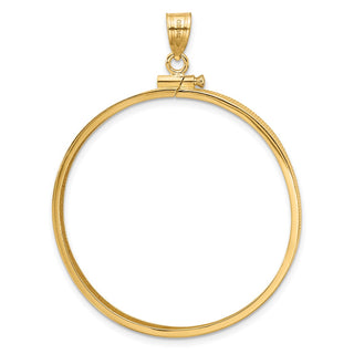 14k Yellow Gold 37mm Polished Screw Top Coin Bezel Pendant - Fits 50 Pesos and Centenario