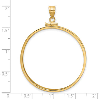 14k Yellow Gold 37mm Polished Screw Top Coin Bezel Pendant - Fits 50 Pesos and Centenario