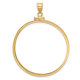14k Yellow Gold 37mm Polished Screw Top Coin Bezel Pendant - Fits 50 Pesos and Centenario