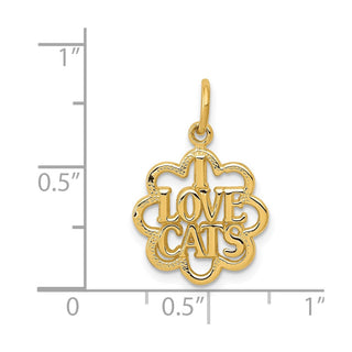 14k Yellow Gold I Love Cats Charm