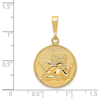 14k Yellow Gold Polished and Satin Angel Pendant C1896
