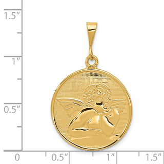 14k Yellow Gold Polished and Satin Angel Pendant C1897