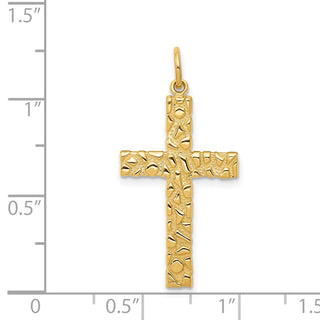 14k Yellow Gold Nugget-Style Cross Pendant C1920