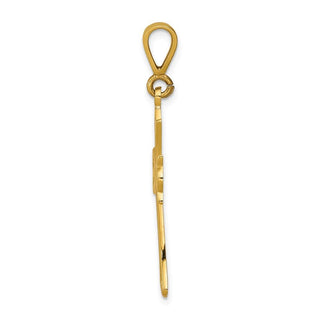 14k Yellow Gold Fleur De Lis Cross Pendant C1955