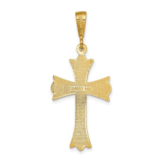 14k Yellow Gold Fleur De Lis Cross Pendant C1955