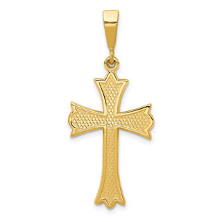 14k Yellow Gold Fleur De Lis Cross Pendant C1955