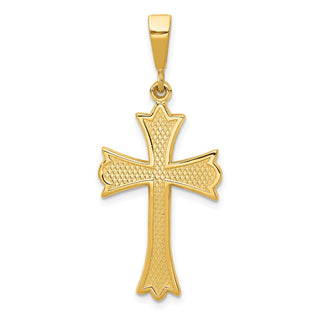 14k Yellow Gold Fleur De Lis Cross Pendant C1955
