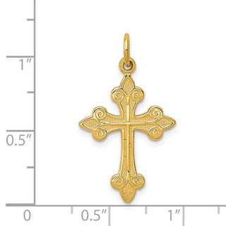 14k Yellow Gold Fleur De Lis Cross Pendant C1957