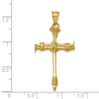 14k Yellow Gold Polished Nail Cross Pendant