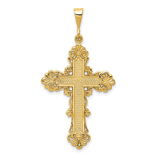 14k Yellow Gold Fleur De Lis Cross Pendant C1965