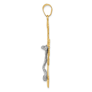14k Yellow and White Gold Diamond-Cut Fancy Crucifix Pendant