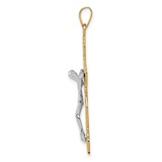 14k Yellow and White Gold Diamond-Cut Latin Crucifix Pendant C2005