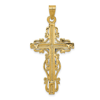 14k Yellow and White Gold Diamond-Cut Latin Crucifix Pendant C2005