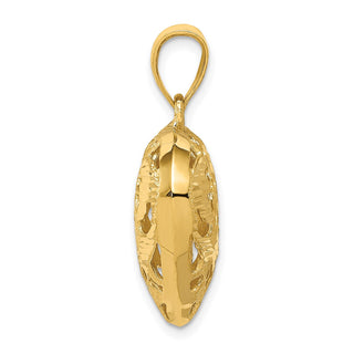14k Yellow Gold Fancy 3D Heart Charm C206