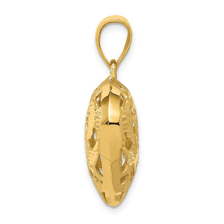 14k Yellow Gold Fancy 3D Heart Charm C206