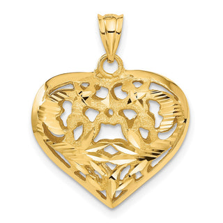 14k Yellow Gold Fancy 3D Heart Charm C206