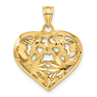 14k Yellow Gold Fancy 3D Heart Charm C206