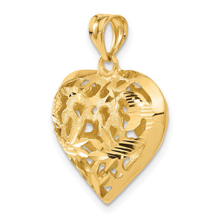 14k Yellow Gold Fancy 3D Heart Charm C206