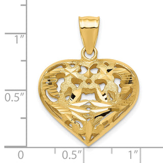 14k Yellow Gold Fancy 3D Heart Charm C206