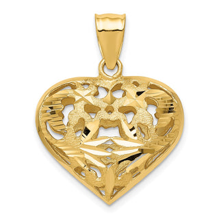 14k Yellow Gold Fancy 3D Heart Charm C206