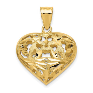 14k Yellow Gold Fancy 3D Heart Charm C206