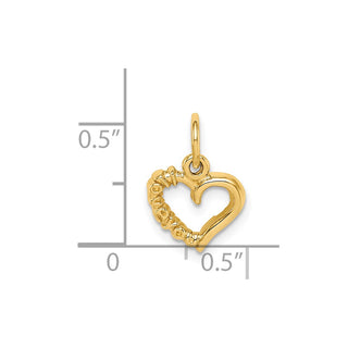14k Yellow Gold Polished I Love You Heart Charm