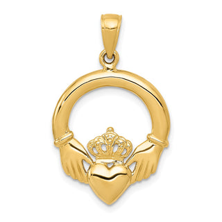 14k Yellow Gold Polished Claddagh Pendant C2192