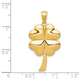 14k Yellow Gold Solid Polished 4-Leaf Clover Pendant