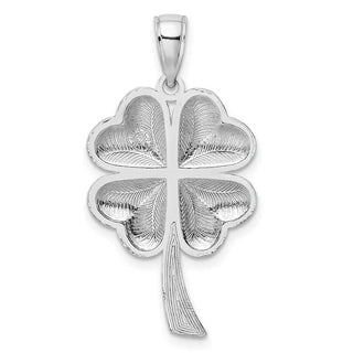 14k White Gold Polished 4-Leaf Clover Pendant