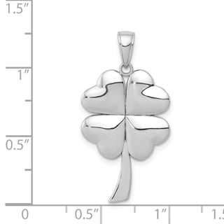14k White Gold Polished 4-Leaf Clover Pendant