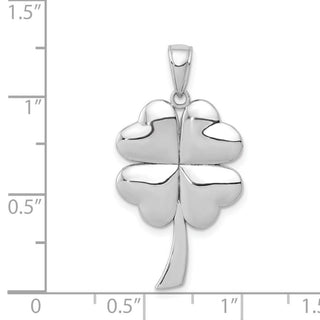 14k White Gold Polished 4-Leaf Clover Pendant