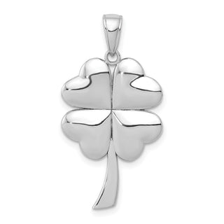 14k White Gold Polished 4-Leaf Clover Pendant
