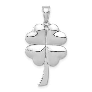 14k White Gold Polished 4-Leaf Clover Pendant