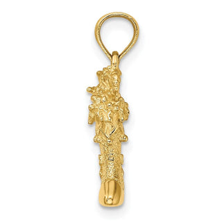 14k Yellow Gold Solid Polished 3D Christmas Stocking Pendant
