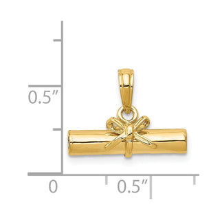 14k Yellow Gold 3D Hollow Polished DIPLOMA Pendant