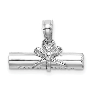 14k White Gold 3-D Diploma Rolled Up Pendant