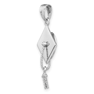 14k White Gold 3-D Graduation Cap w/Moveable Tassel Pendant