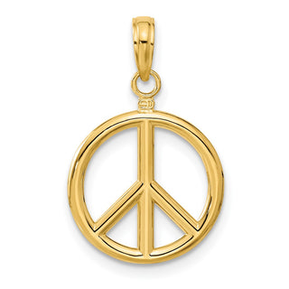 14k Yellow Gold 3D Polished Peace Sign Pendant