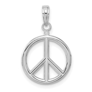 14k White Gold 3D Polished Peace Sign Pendant
