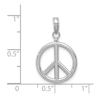 14k White Gold 3D Polished Peace Sign Pendant