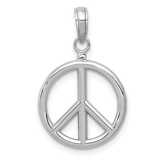 14k White Gold 3D Polished Peace Sign Pendant