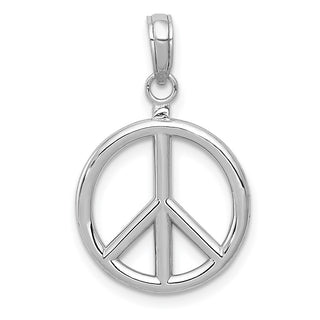 14k White Gold 3D Polished Peace Sign Pendant