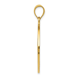 14k Yellow Gold Solid Polished Peace Sign Pendant
