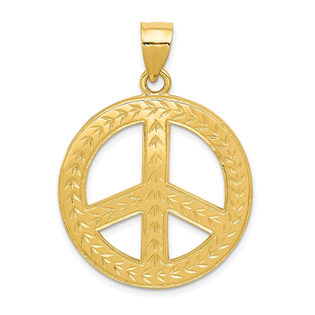 14k Yellow Gold Solid Polished Peace Sign Pendant – Wellness Marketer ...