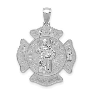 14k White Gold Large St. Florian Badge Pendant