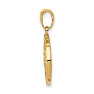 14k Yellow Gold Reversible Fire Department Shield Pendant