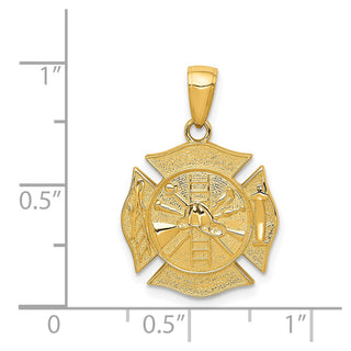 14k Yellow Gold Reversible Fire Department Shield Pendant