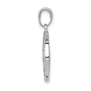 14K White Gold Reversible Fire Department Shield Pendant