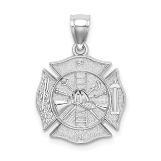 14K White Gold Reversible Fire Department Shield Pendant